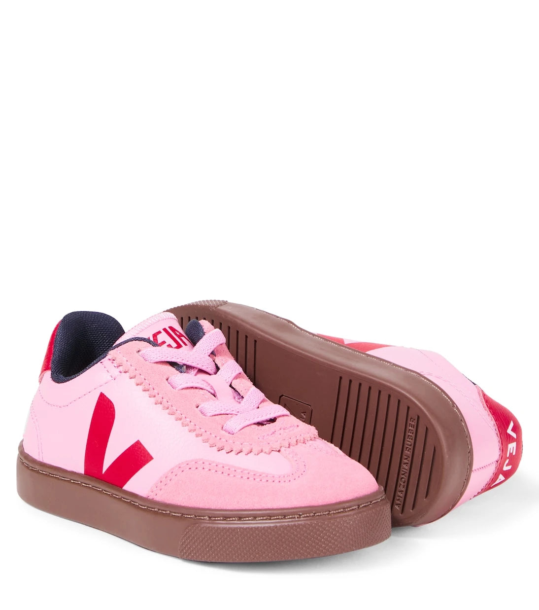 Veja Kids - Volley suede-trimmed leather sneakers