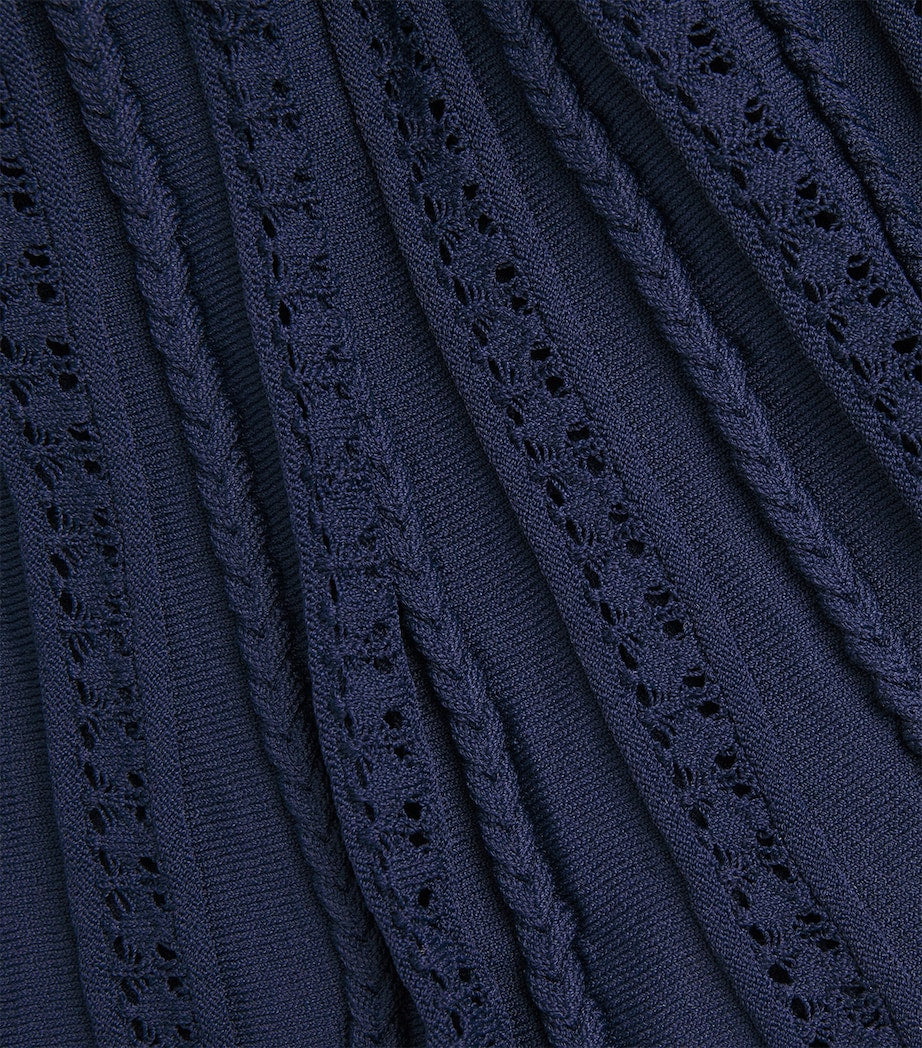 Maje Blue Pleated Midi Dress