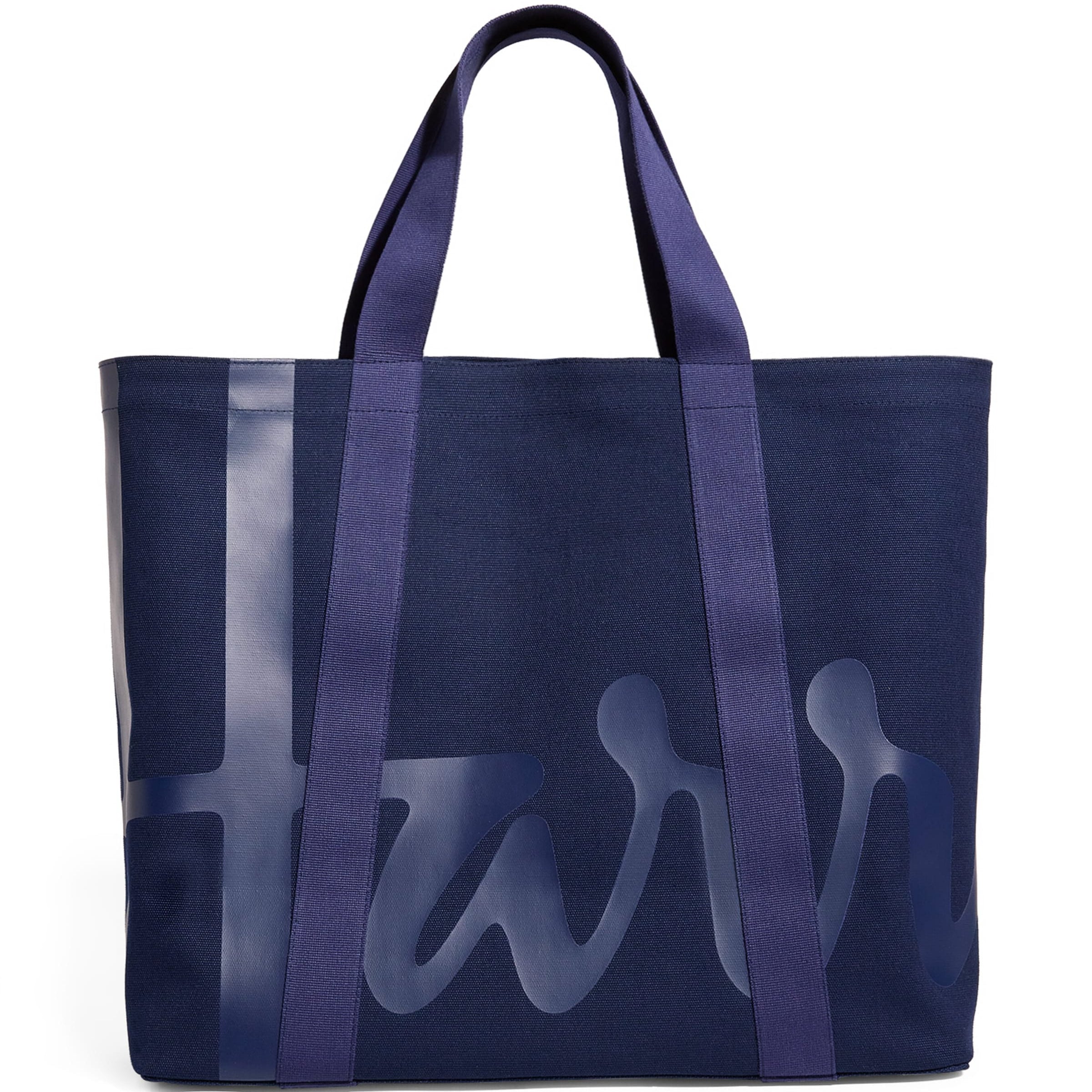 Navy Large Cotton Logo Tote Bag