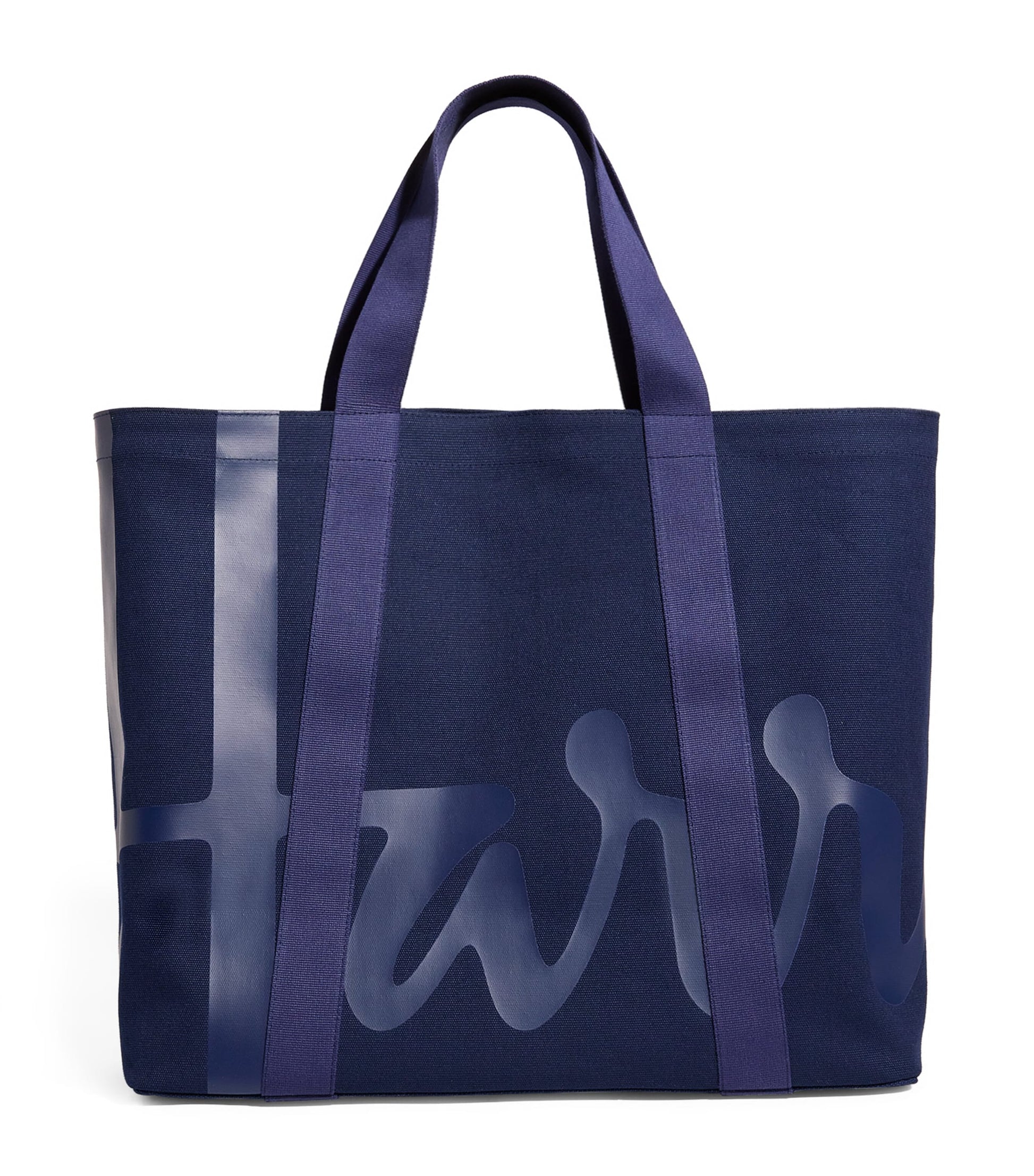 Navy Large Cotton Logo Tote Bag