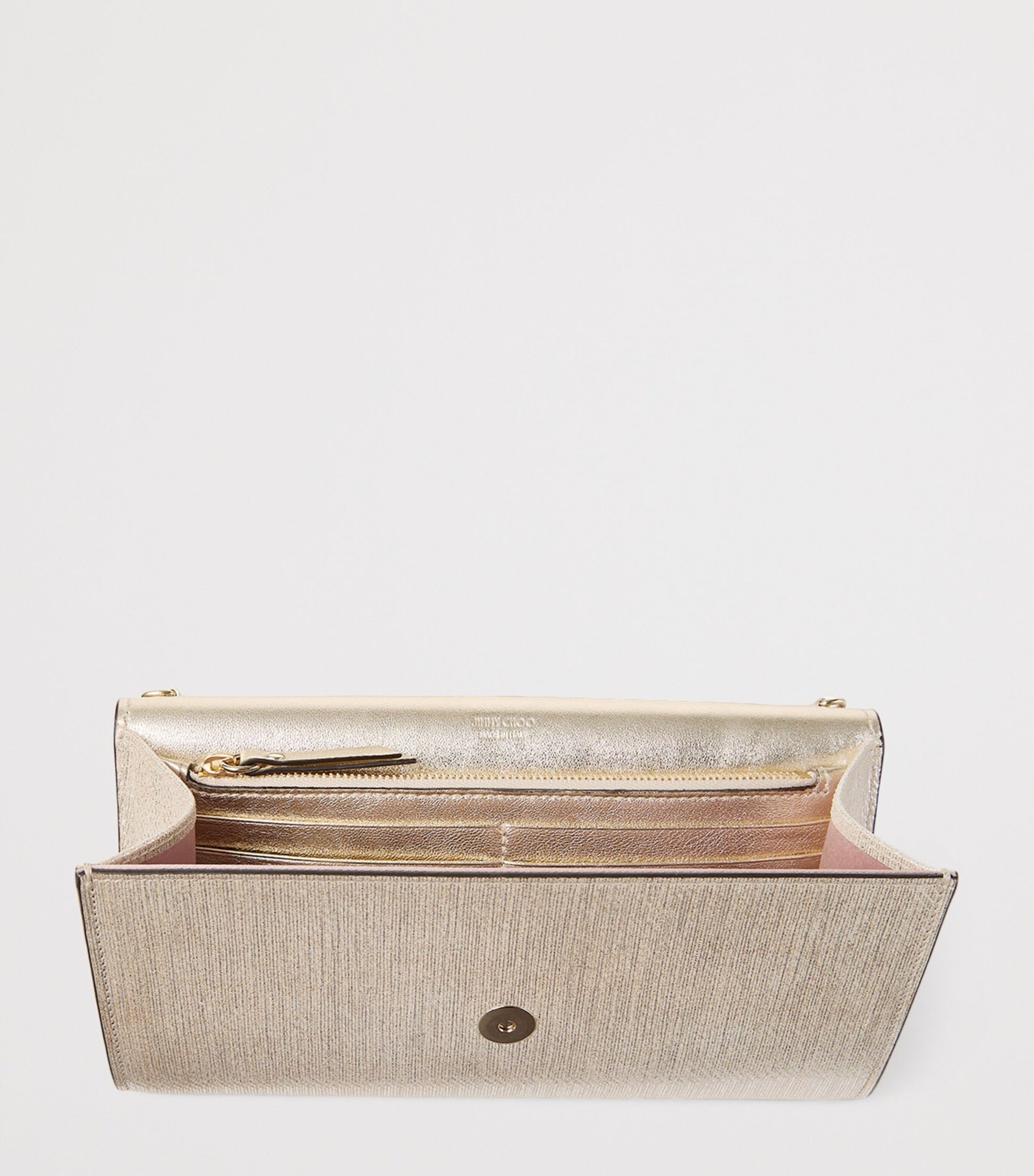 Jimmy Choo Gold Leather Emmie Clutch Bag