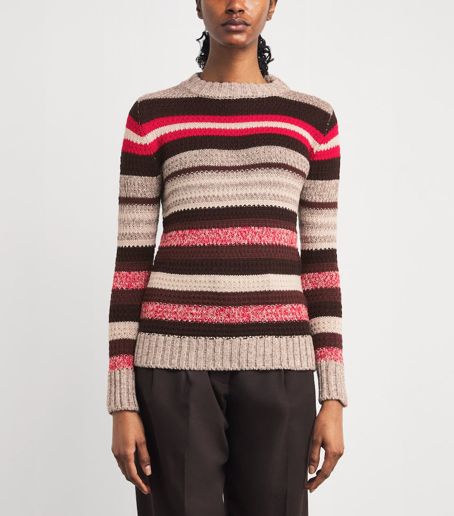 Red Virgin Wool Striped Sweater