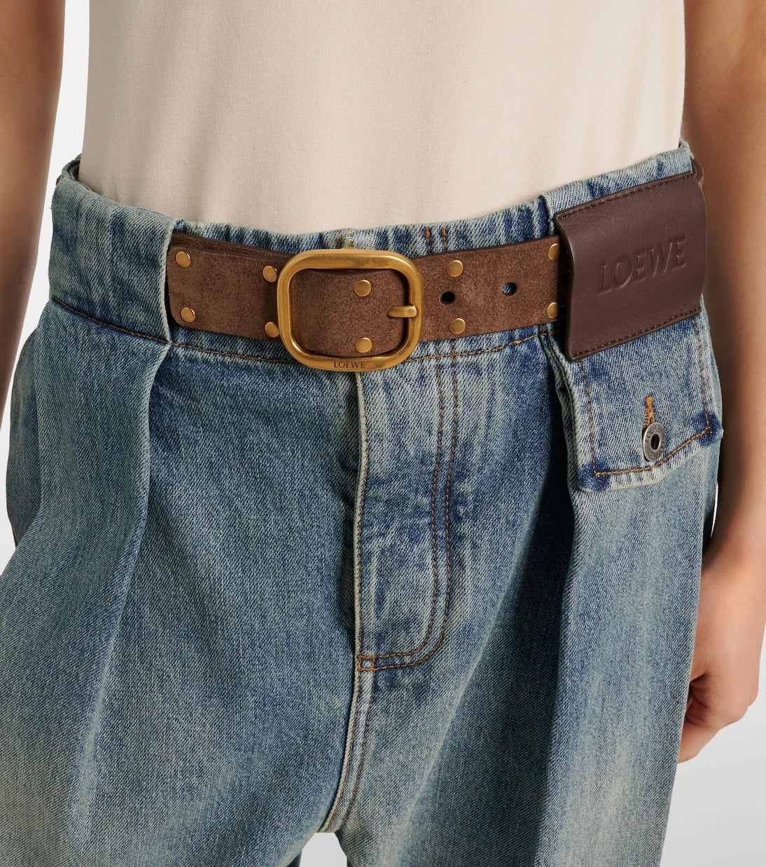 Loewe - Studded suede belt
