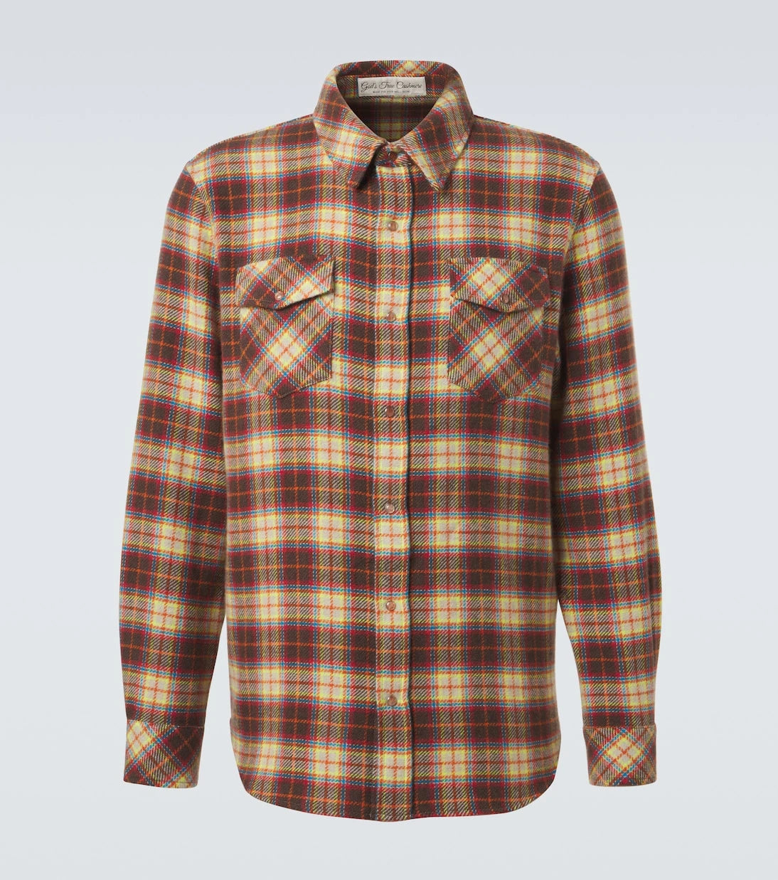 God's True Cashmere - Plaid cashmere shirt with sunstone