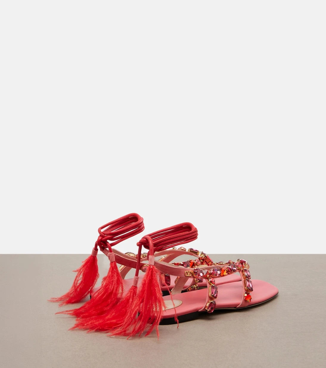 Valentino Garavani - Embellished suede thong sandals