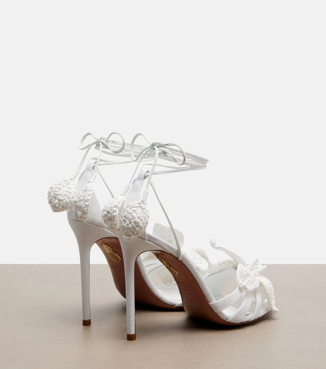 Aquazzura - Calypso leather-trimmed raffia sandals