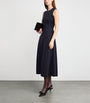 Max Mara Blue Virgin Wool Drawstring Midi Dress