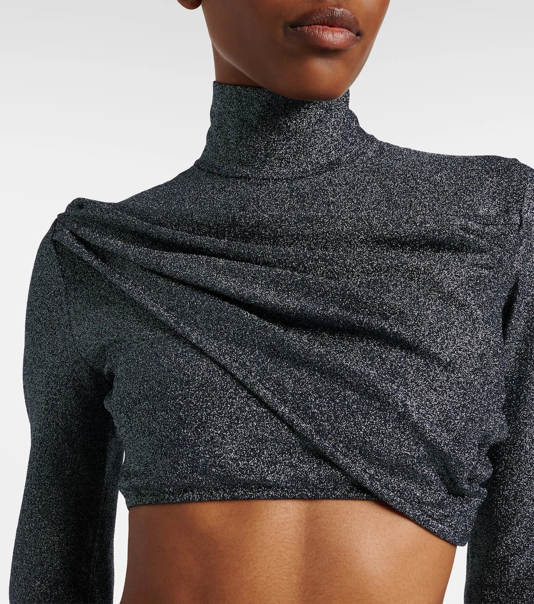 Gucci - Gathered lamé crop top