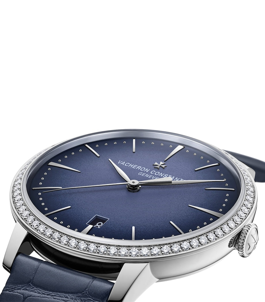 White Gold and Diamond Patrimony Self-Winding Watch 36.5mm