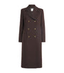 Sandro Paris Brown Virgin Wool-Blend Double-Breasted Overcoat