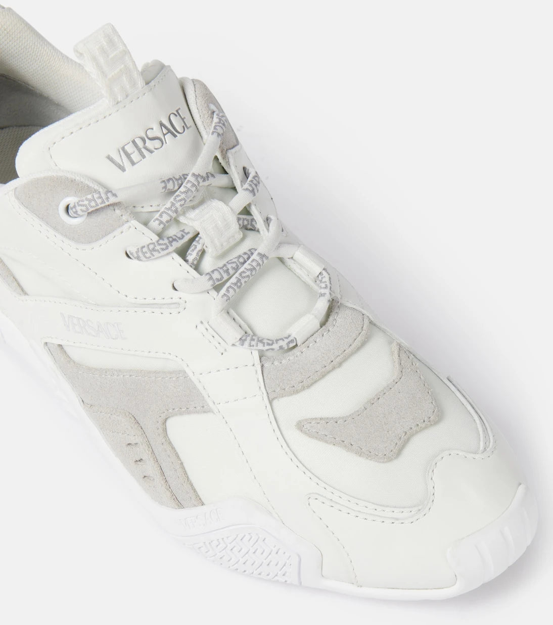 Versace - Galaxia suede-trimmed leather sneakers