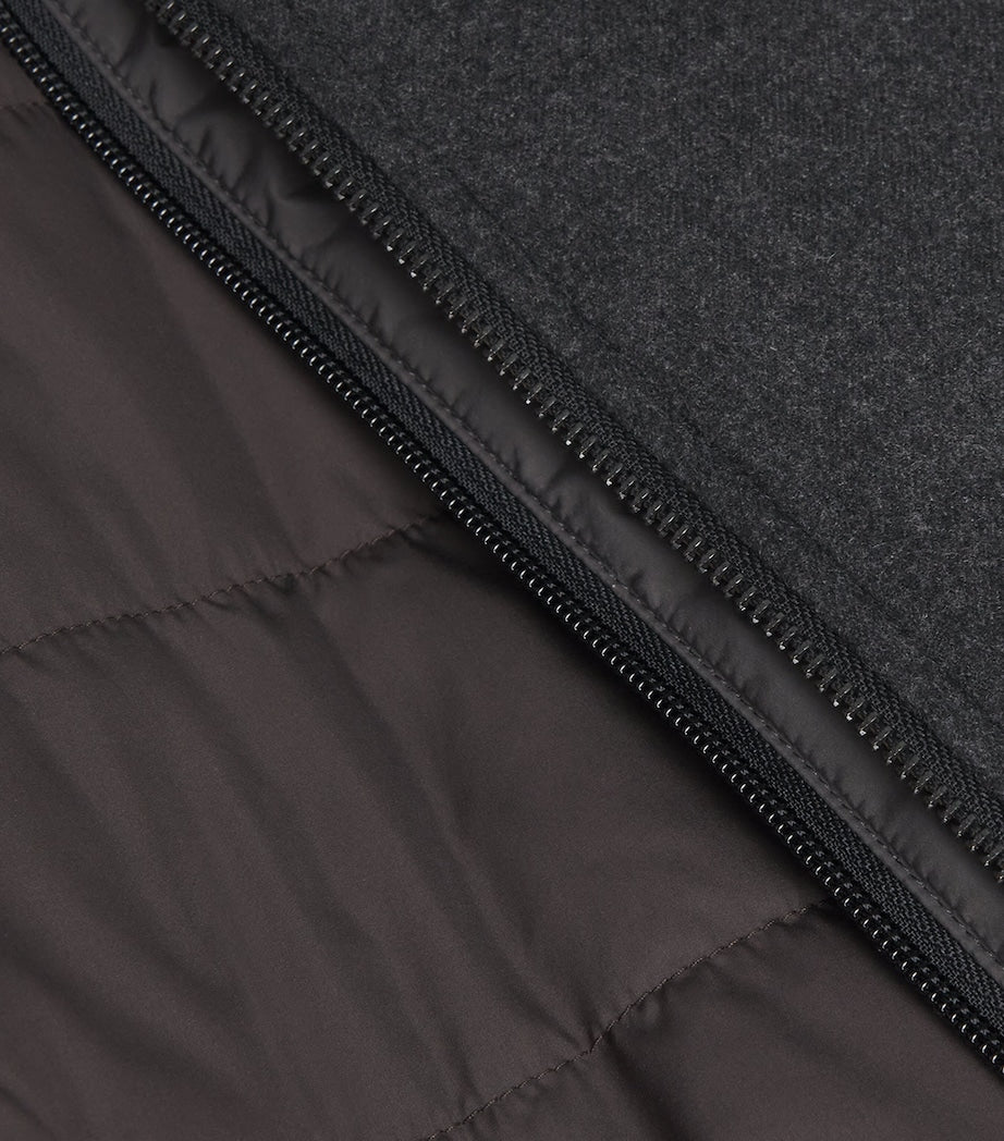 Grey Cashmere-Blend Vest-Lined Bomber Jacket