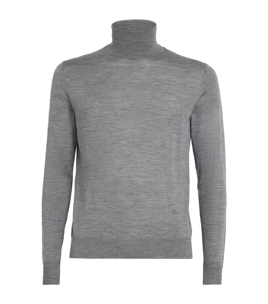 Isaia Grey Wool-Silk-Cashmere Rollneck Sweater