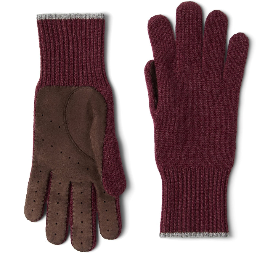 Cashmere Suede-Trim Gloves