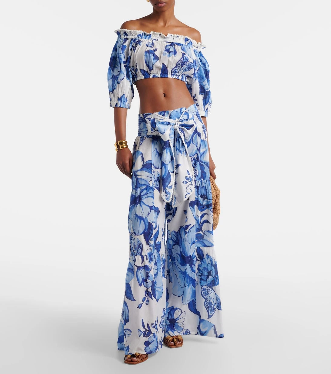 Farm Rio - Floral cotton wide-leg pants