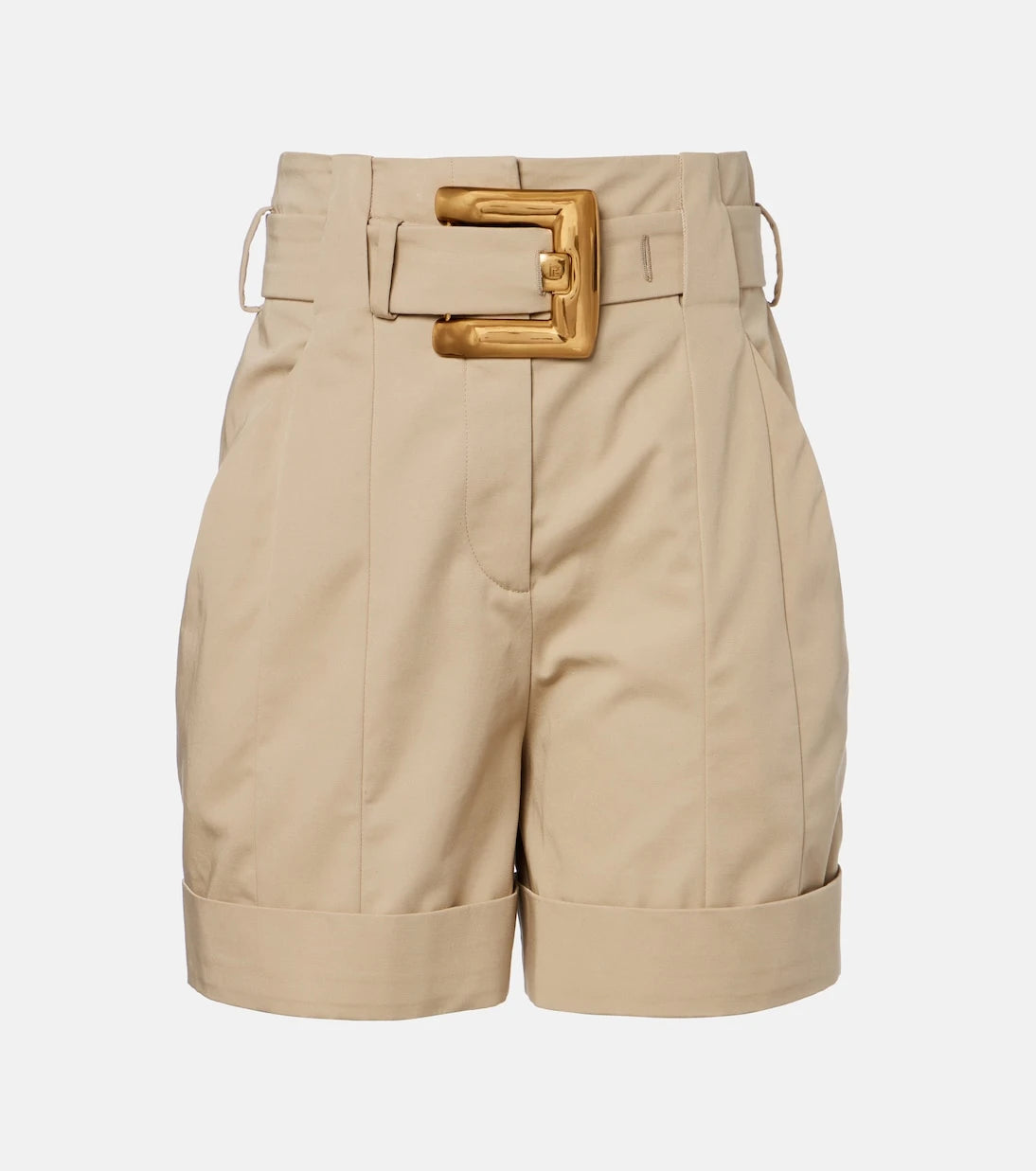 Balmain - Belted cotton gabardine shorts
