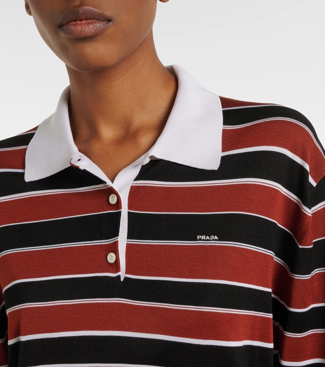 Prada - Striped silk polo shirt
