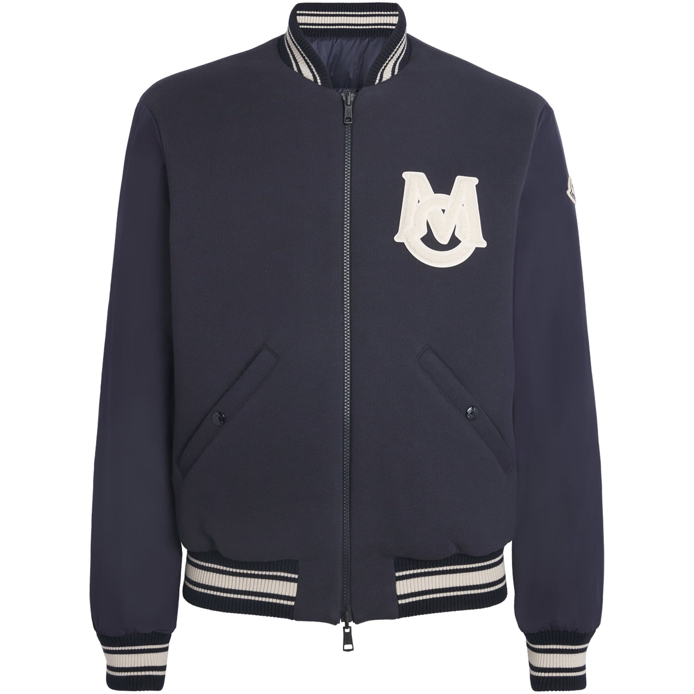 Moncler Blue Down Reversible Vennes Bomber Jacket