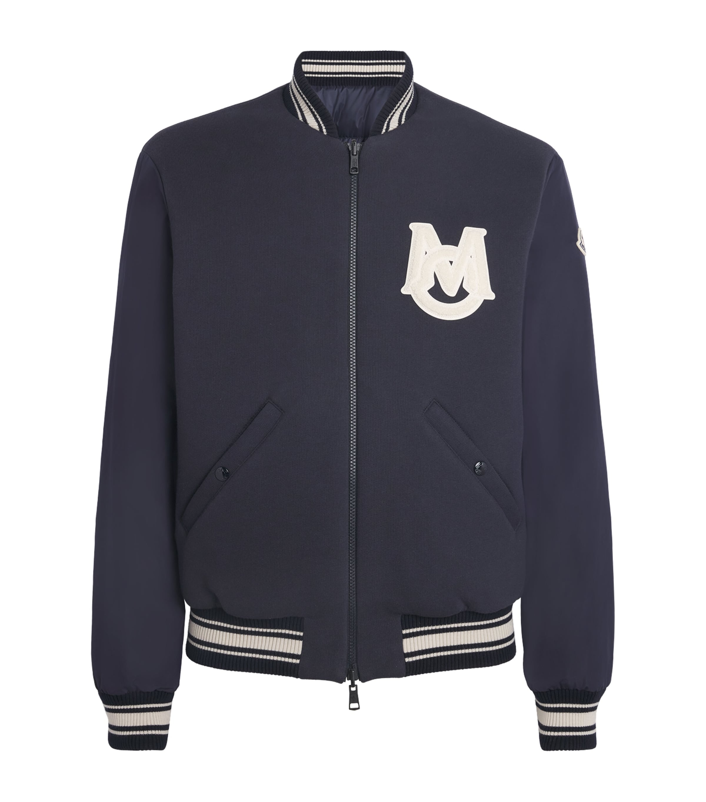 Moncler Blue Down Reversible Vennes Bomber Jacket