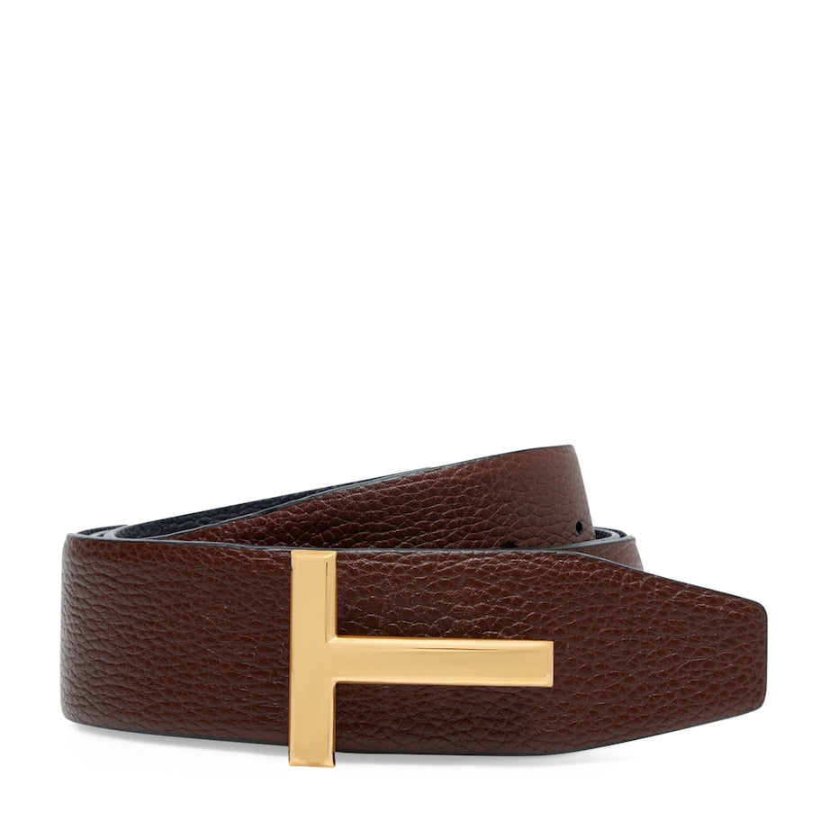 Leather Reversible T Icon Belt
