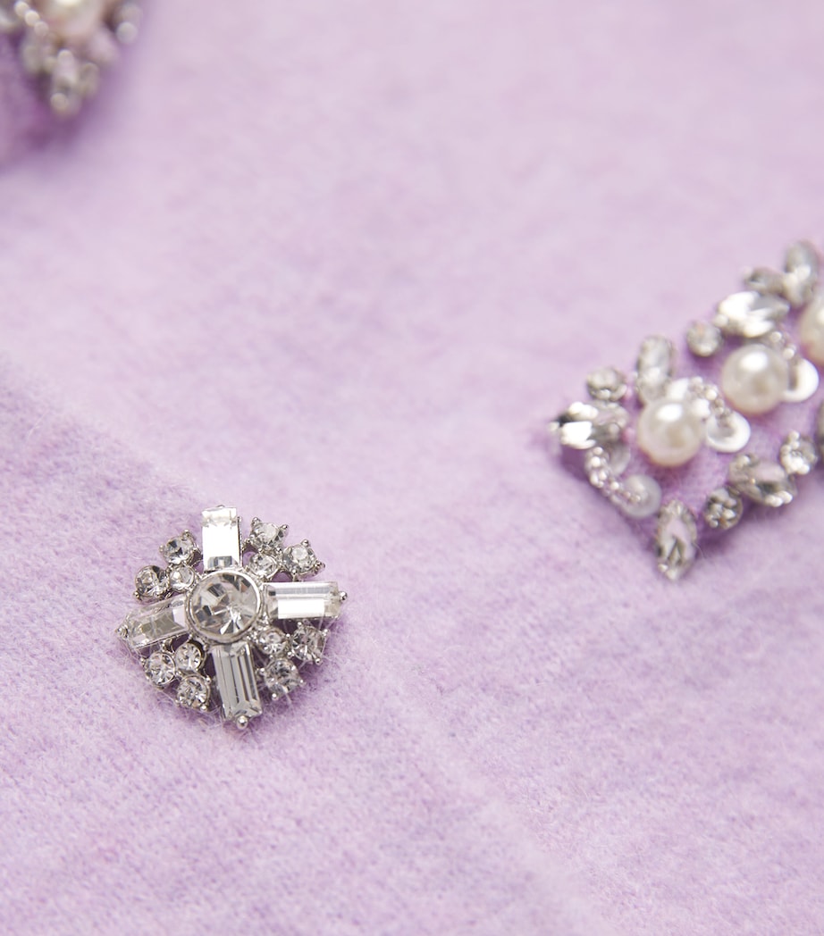 Self-Portrait Purple Crystal-Embellished Cardigan