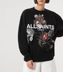 Black Cotton Floral Logo Etta Sweatshirt