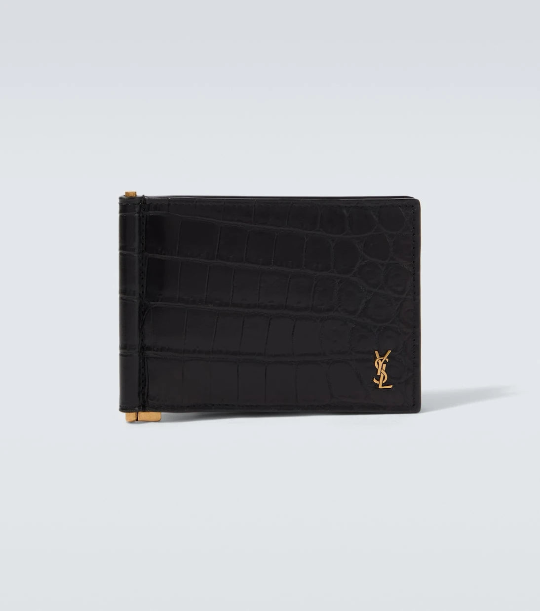 Saint Laurent - Tiny Cassandre croc-effect leather wallet