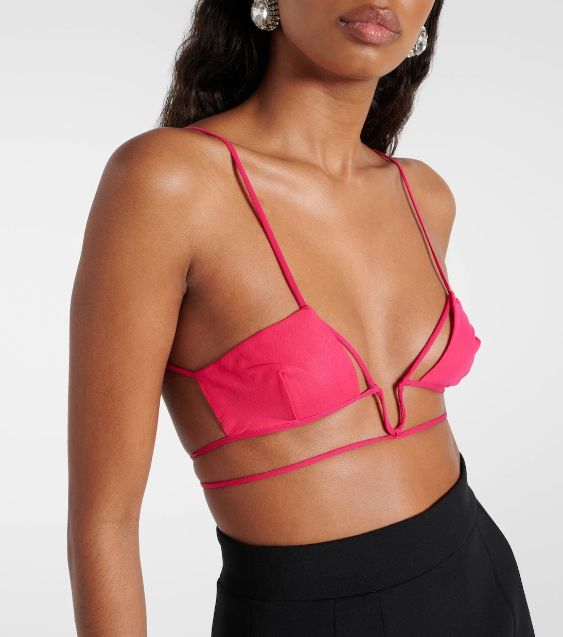 Nensi Dojaka - Tie-trimmed gabardine bra