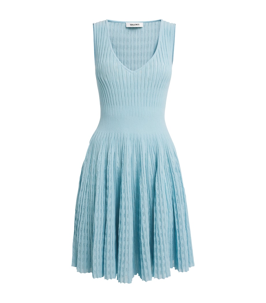 VALENTI Blue Textured Knitted Mini Dress