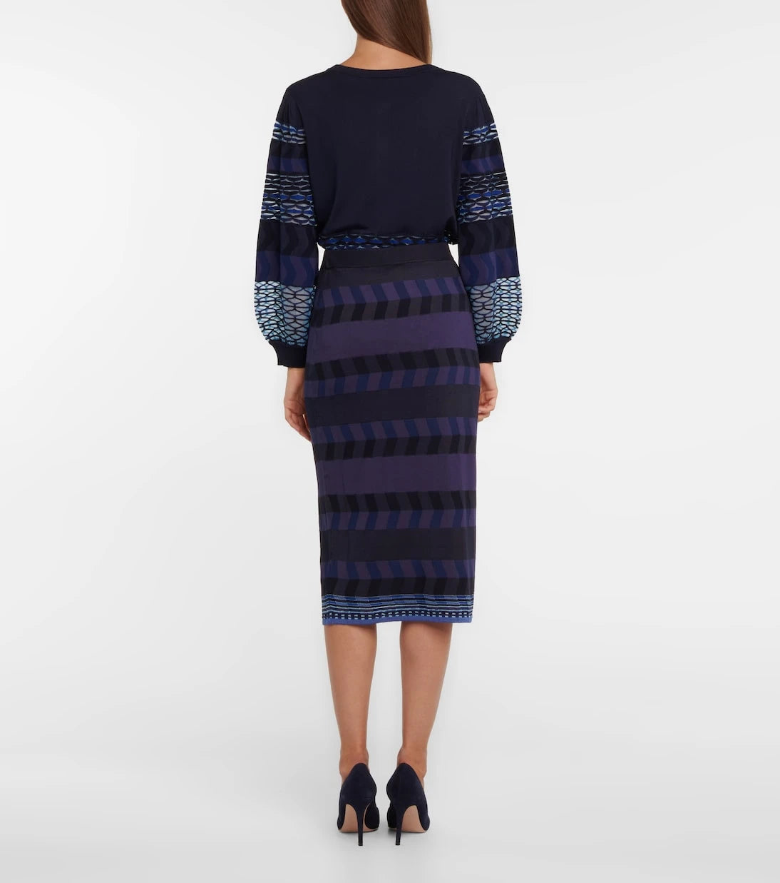 Diane von Furstenberg - Rosa ribbed-knit midi skirt