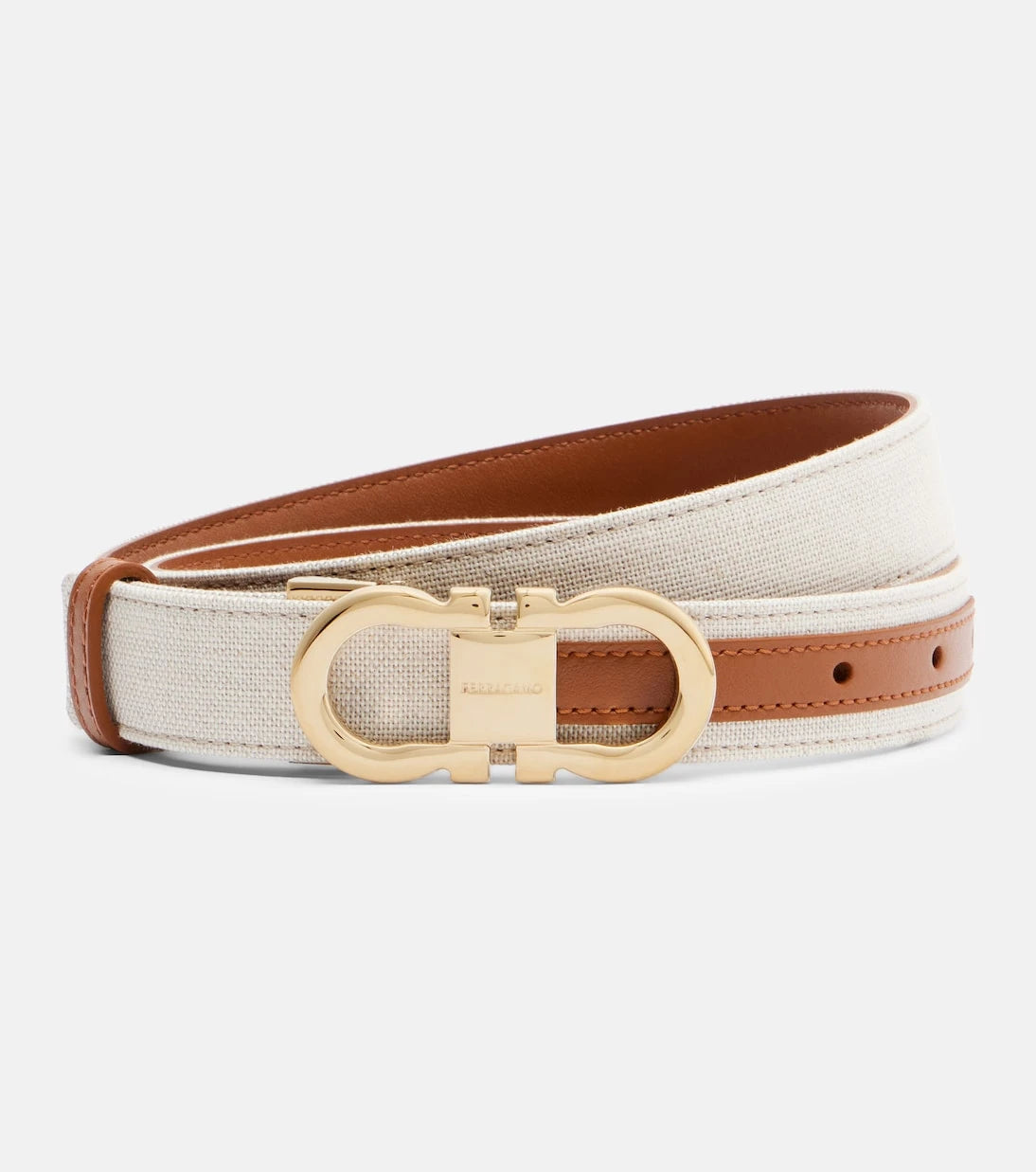 Ferragamo - Gancini canvas and leather belt