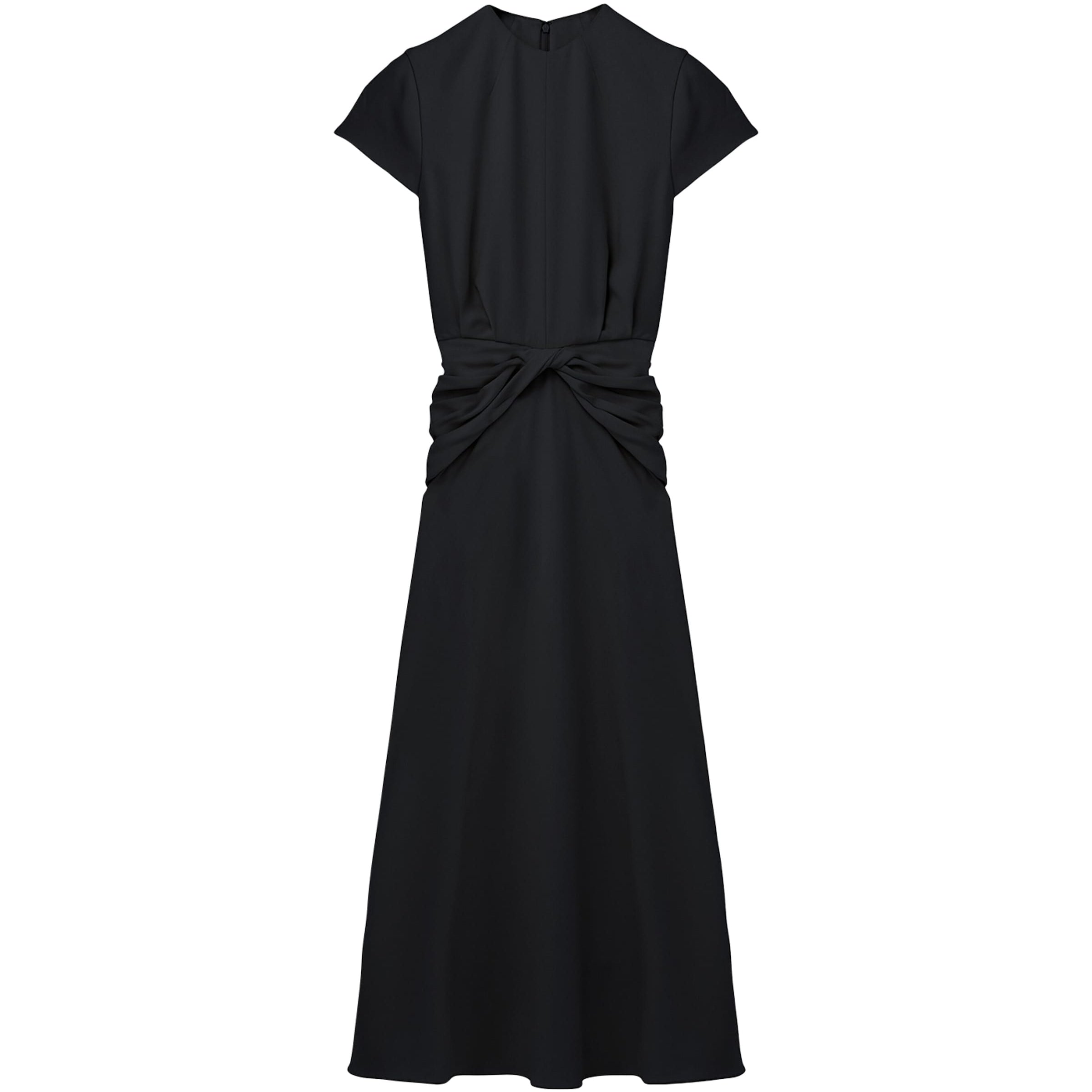 McQueen Black Knot-Waist Midi Dress