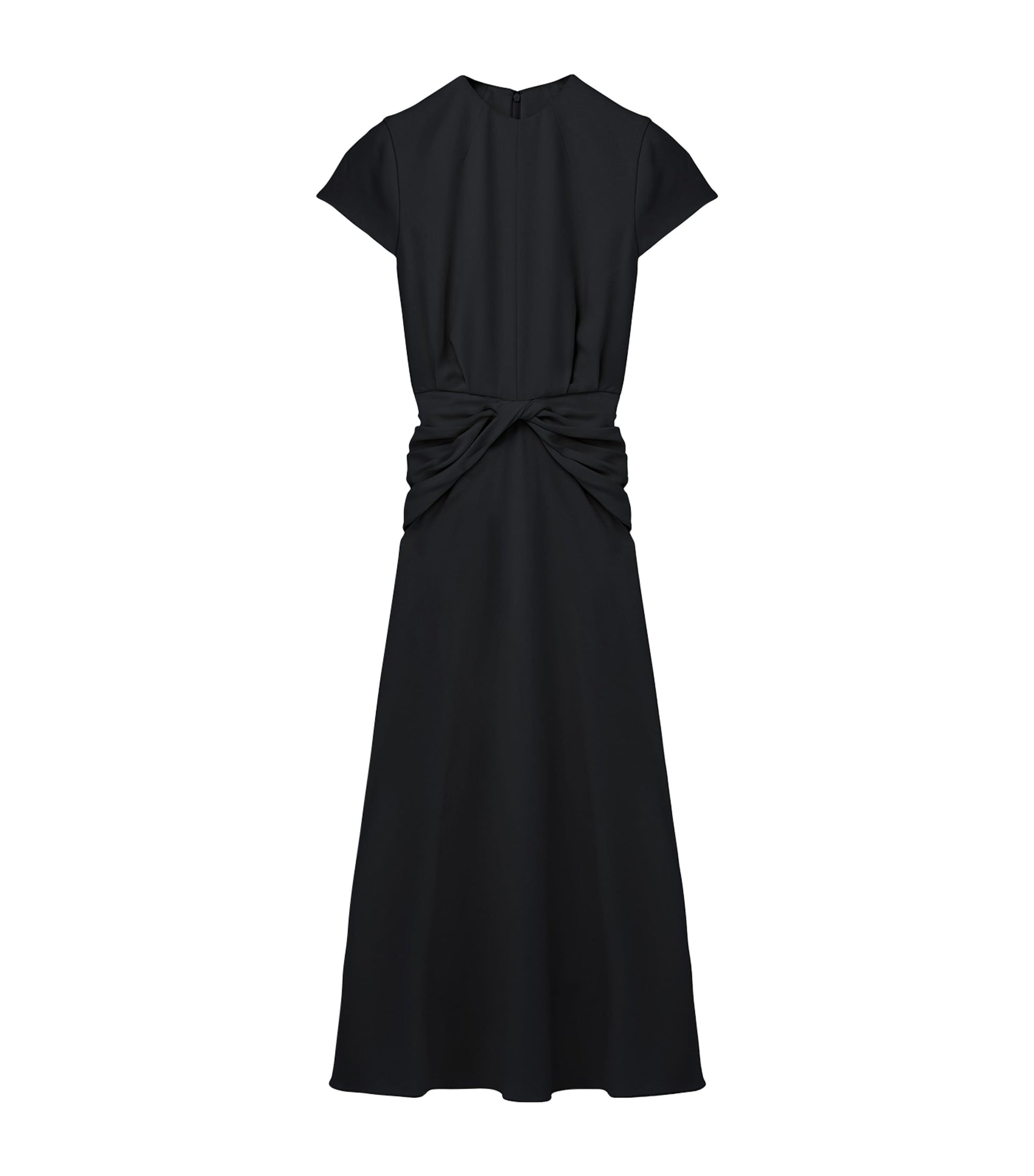 McQueen Black Knot-Waist Midi Dress