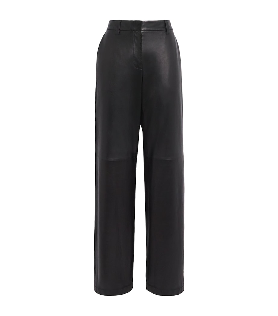 Black Lambskin Sullivan Straight Trousers