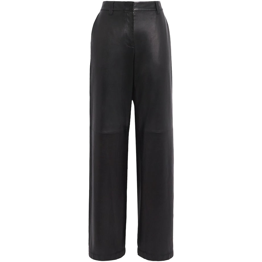 Black Lambskin Sullivan Straight Trousers