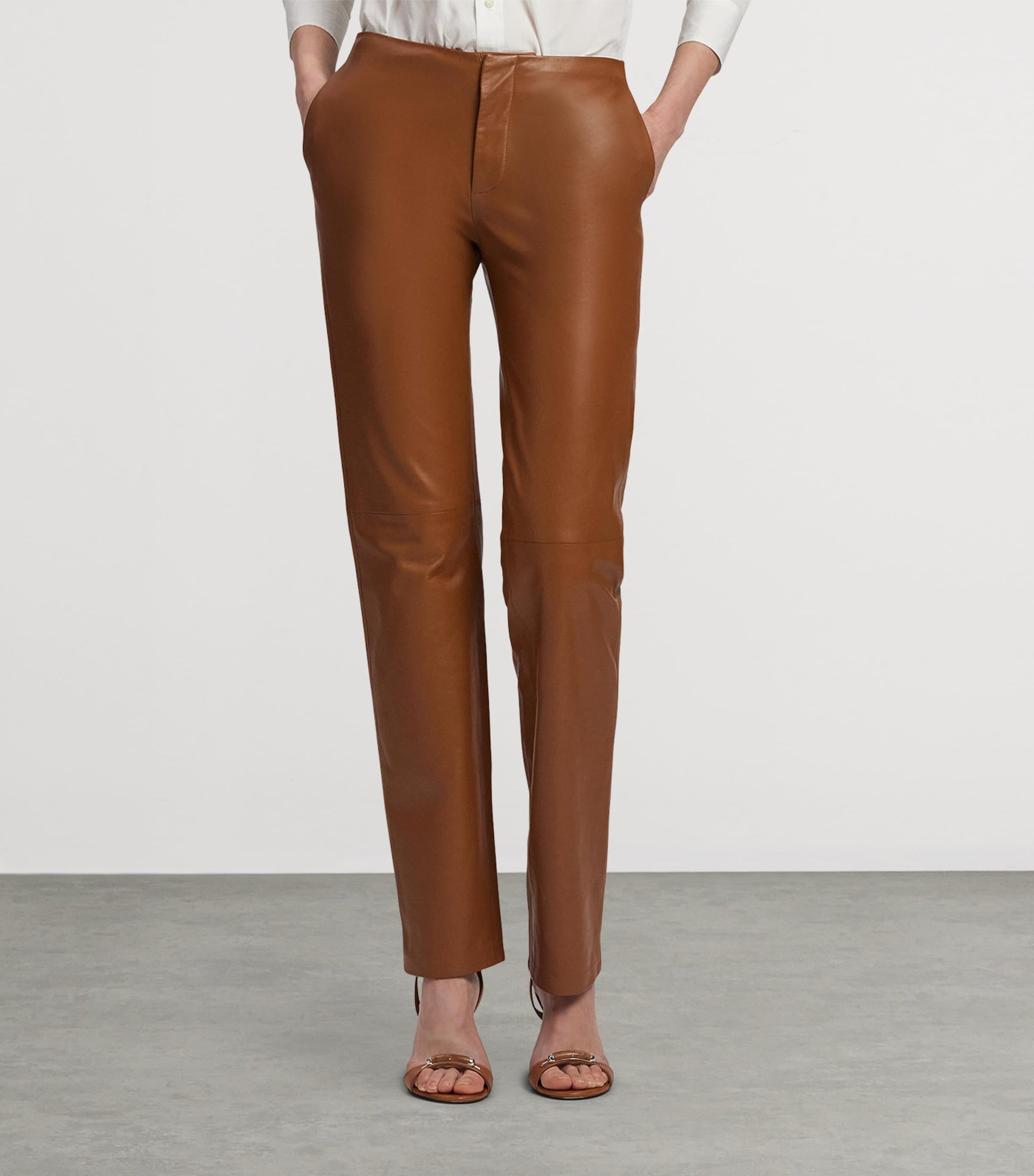 Ralph Lauren Collection Beige Lamb Leather Trousers