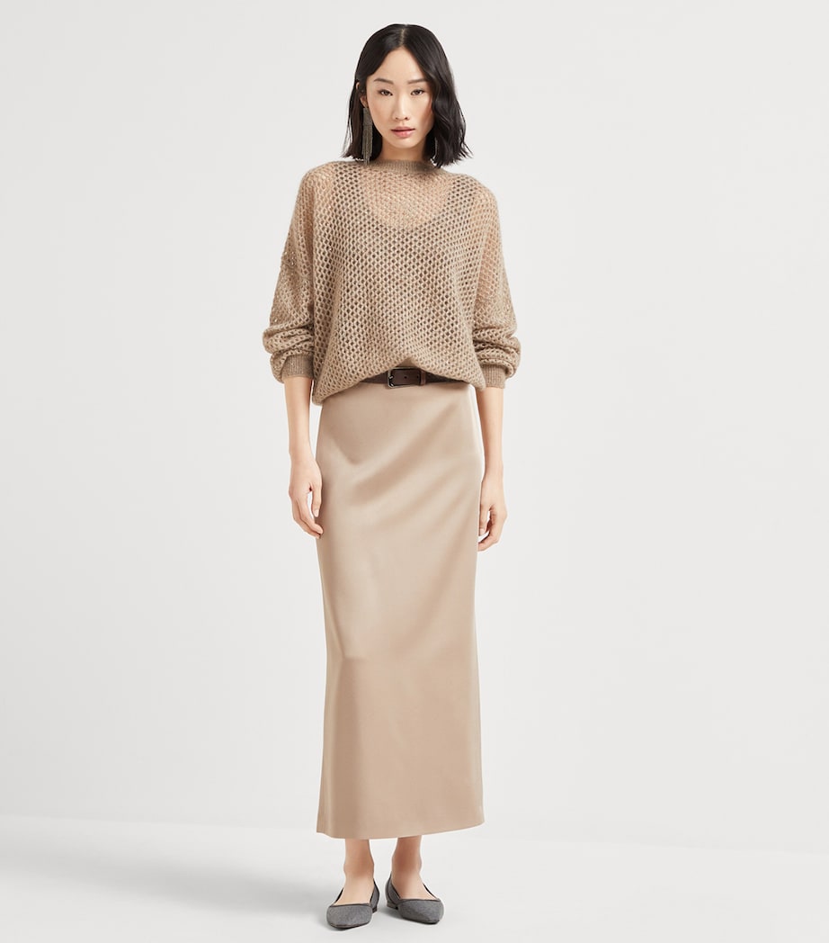 Brown Satin Maxi Skirt