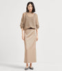 Brunello Cucinelli Brown Satin Maxi Skirt