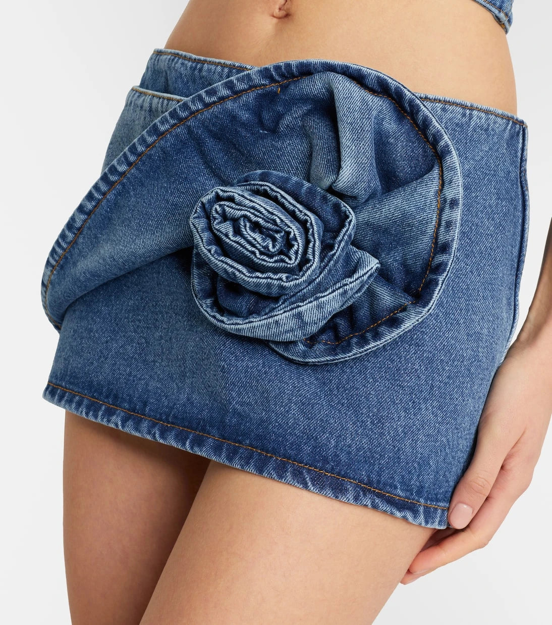 Magda Butrym - Floral-appliqué denim miniskirt