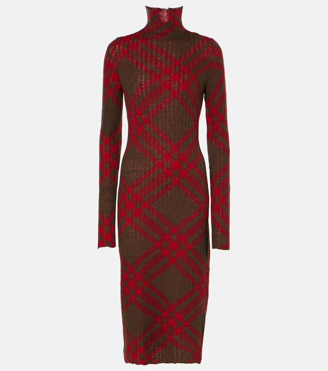 Burberry - Burberry Check ribbed-knit midi dress