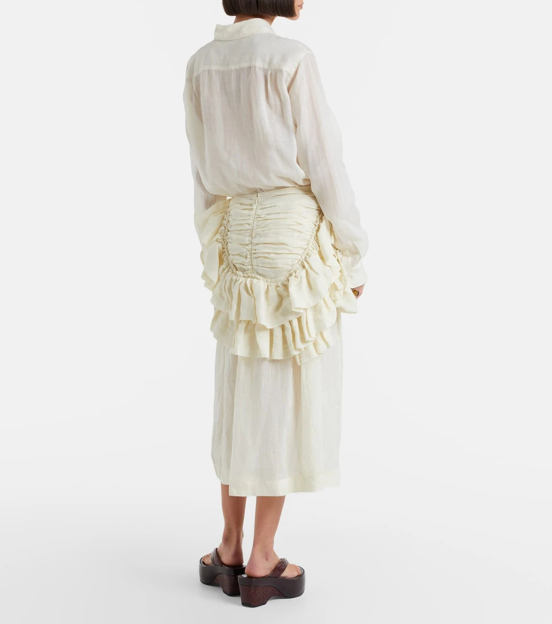Dries Van Noten - تنورة ميدي مكشكشة من الرامي