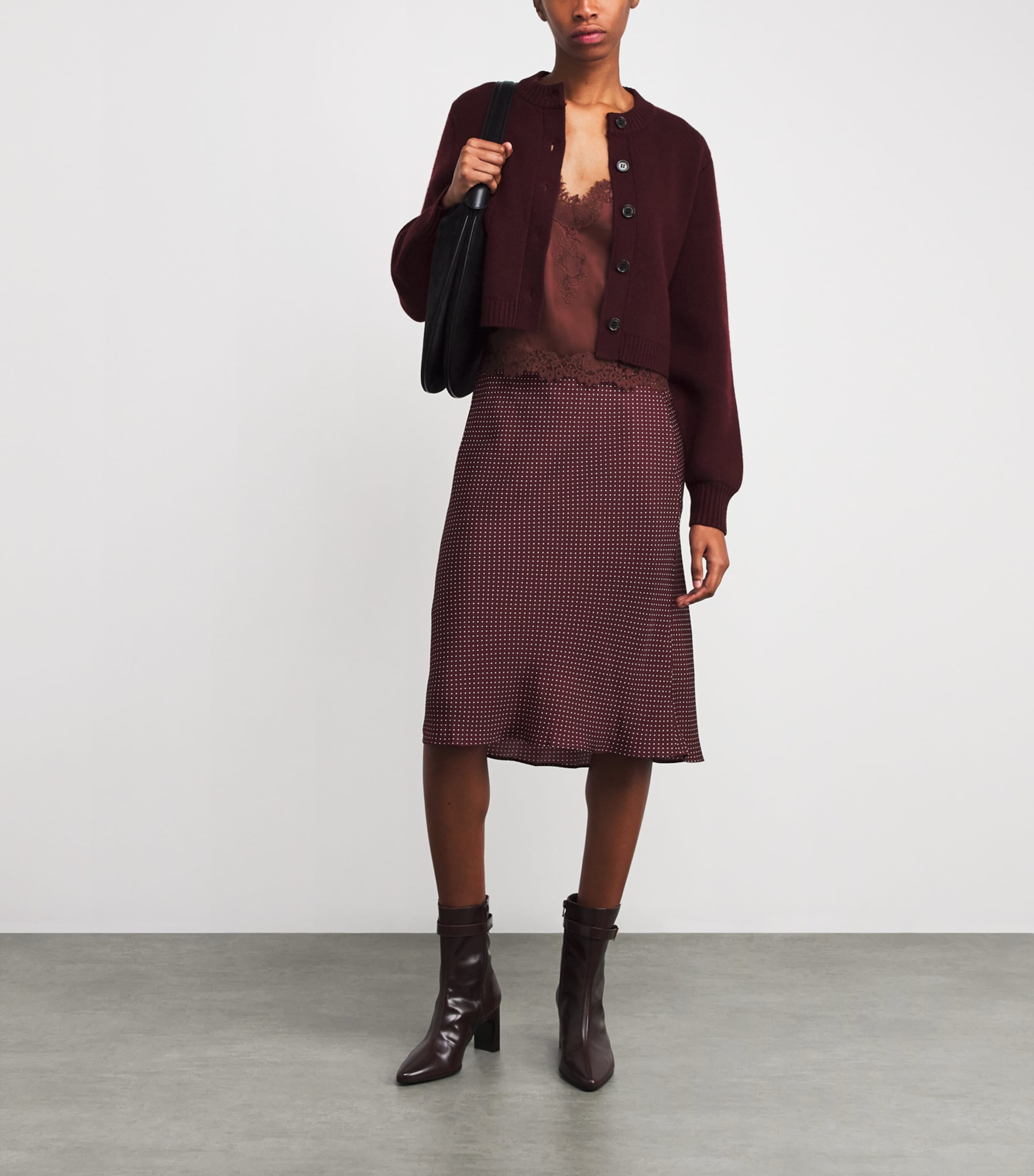 DÔEN Brown Silk Lace-Trim Kira Top