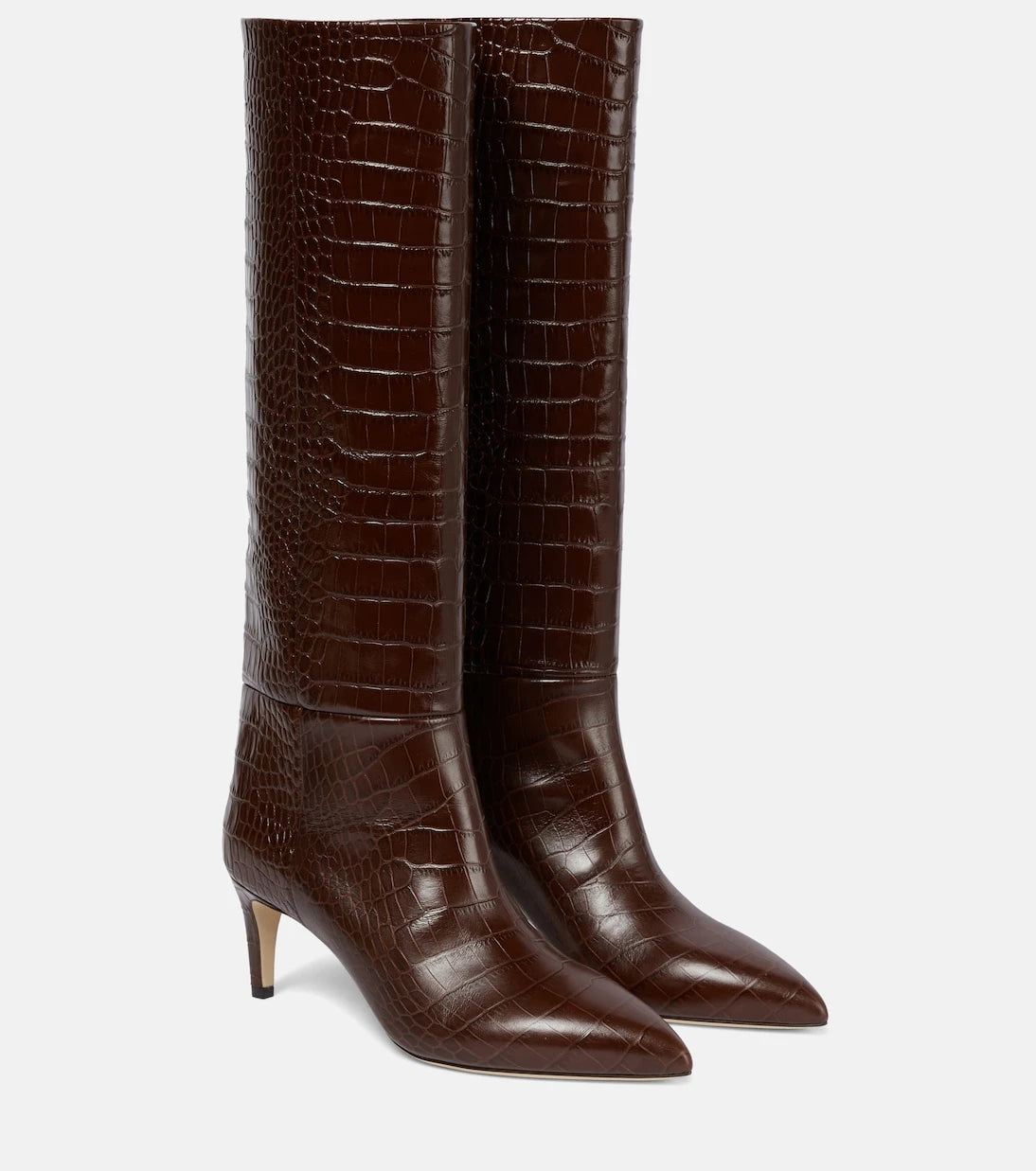 Paris Texas - Croc-effect leather knee-high boots