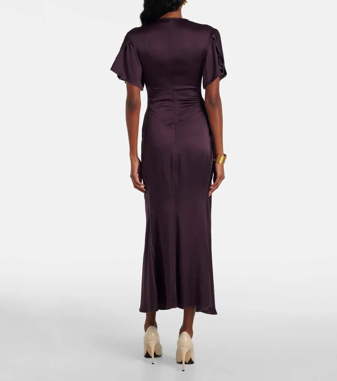 Victoria Beckham - Gathered satin maxi dress