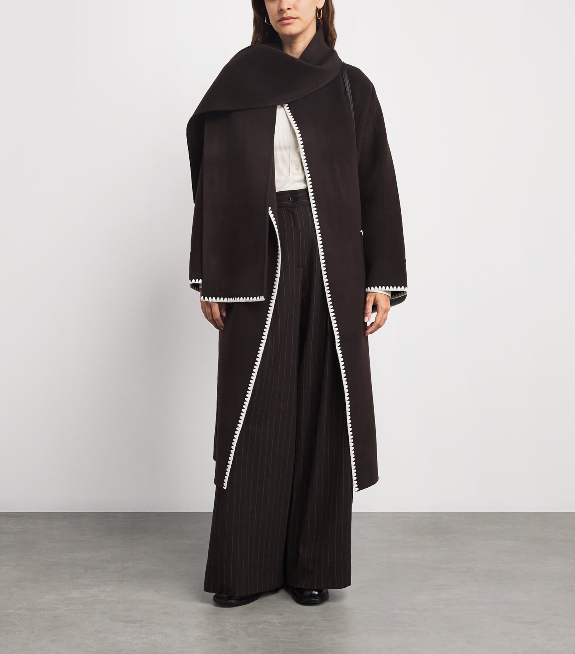 Maje Brown Wool-Blend Wrap Coat