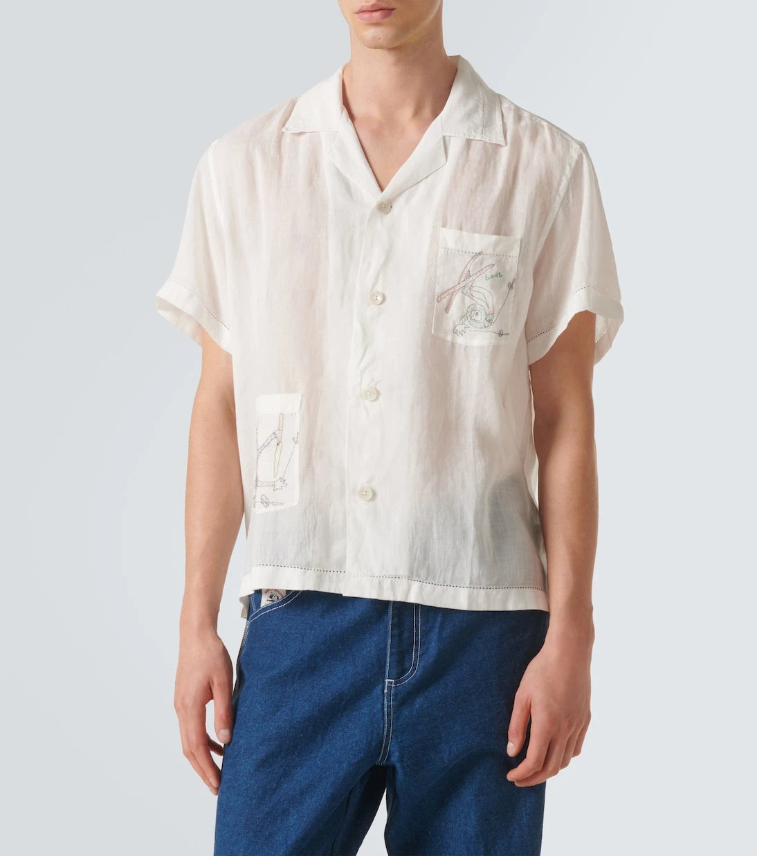 Bode - Skiers linen bowling shirt