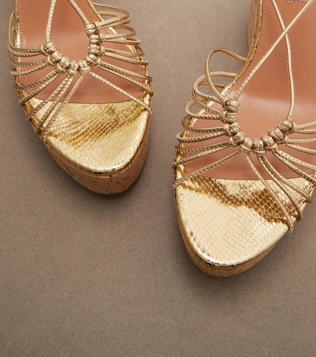 Aquazzura - Ritmo metallic leather wedge sandals
