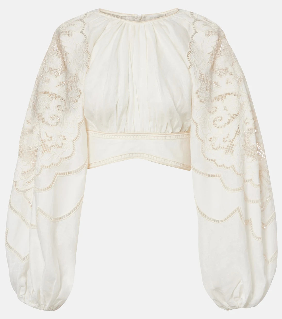 Zimmermann - Daylight embroidered linen crop top