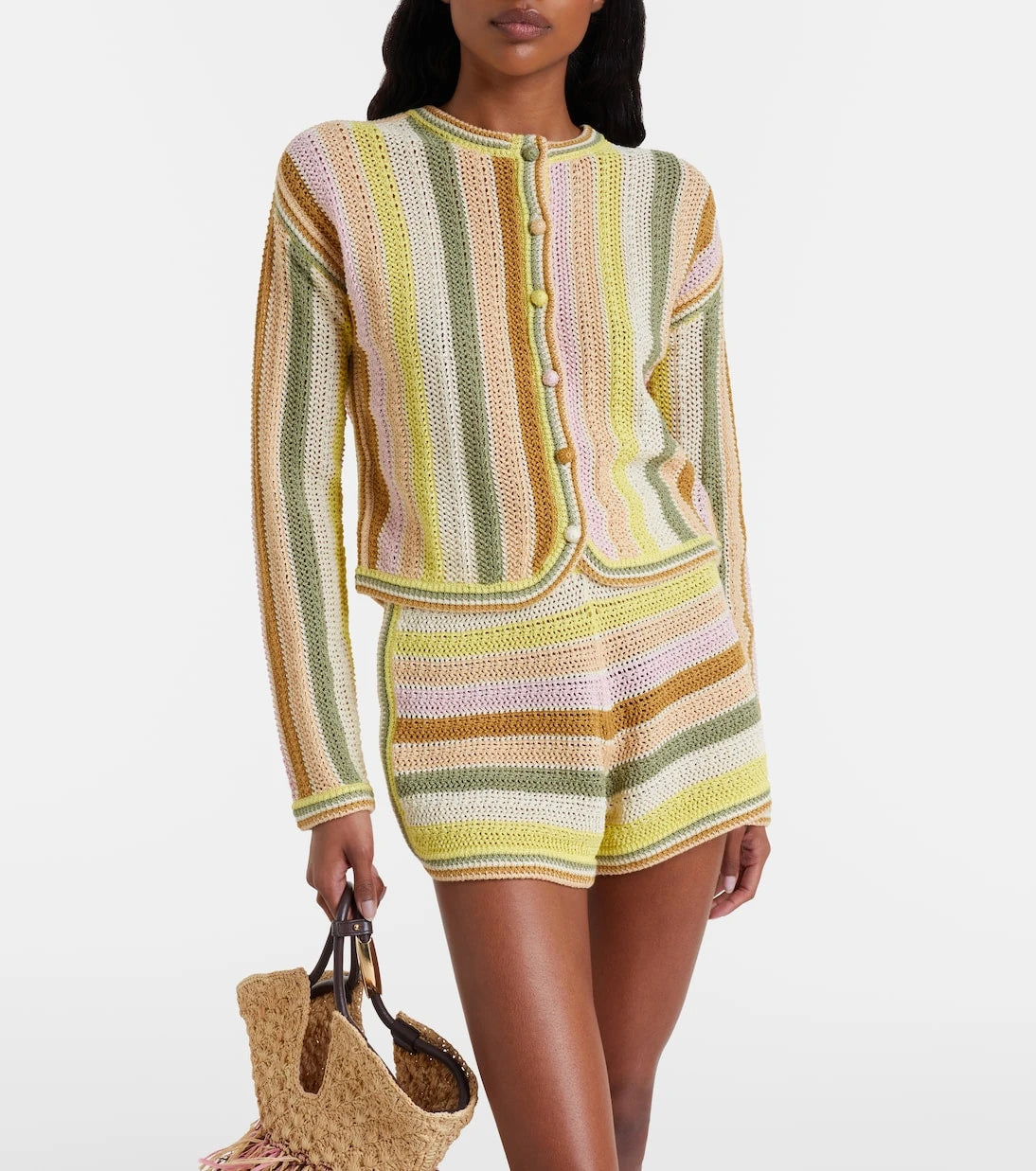 Zimmermann - Indra striped crochet cotton cardigan
