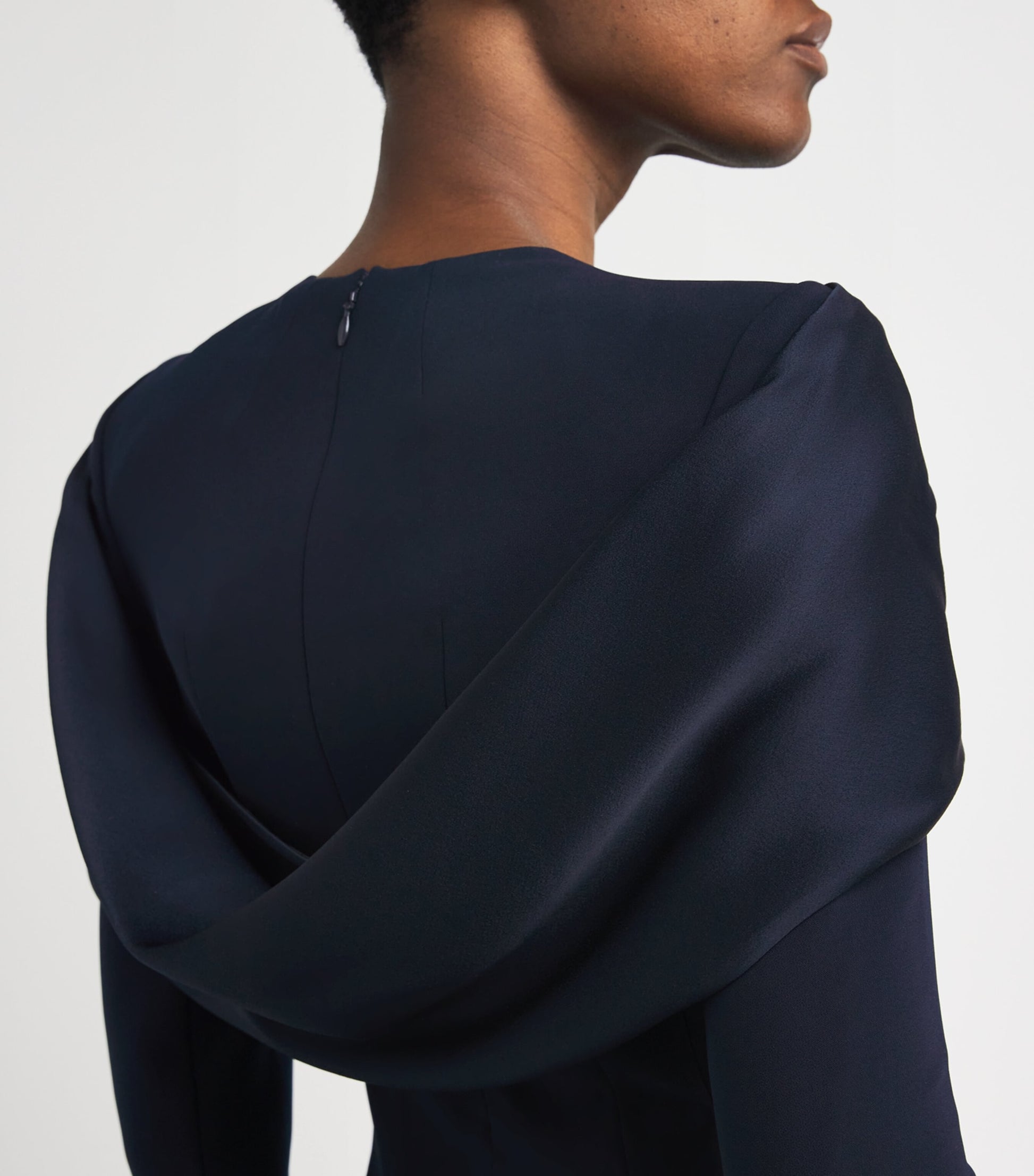 Black Satin Bow Penny Midi Dress